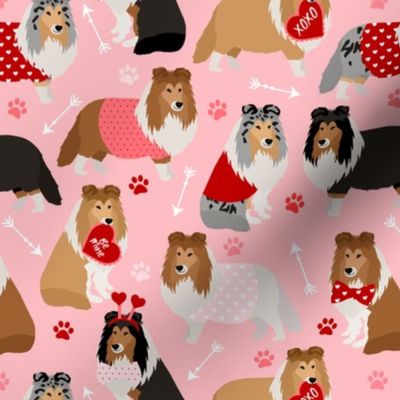 Valentine's Day Sheltie Dogs Pink