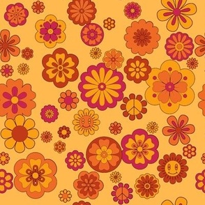 Flowers 70s inspired brown and yellow