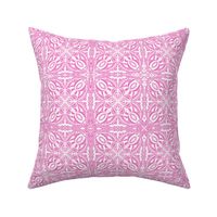 Intricate floral geometric pink on white background