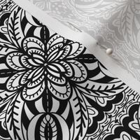 Intricate floral geometric black and white