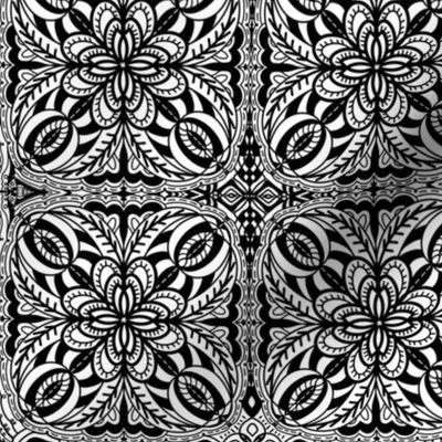 Intricate floral geometric black and white