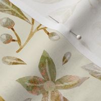 Symmetrical Floral Leaves berries Textured contemporary traditional _ Silver and Gold_Medium