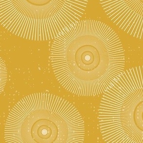 Bohemian Dawn: Modern Abstract Gold And White Boho Circular Burst 