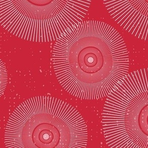 Bohemian Dawn: Modern Abstract Red And White Boho Circular Burst 