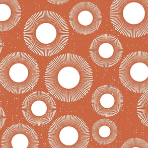 Bohemian Radiance: Terracotta And White Modern Boho Sun Wallpaper