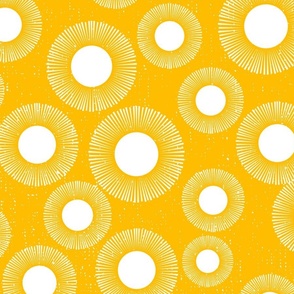 Bohemian Radiance: Yellow And White Modern Boho Sun Wallpaper