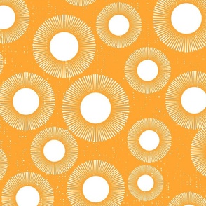 Bohemian Radiance: Orange And White Modern Boho Sun Wallpaper