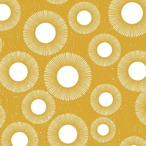 Bohemian Radiance: Gold And White Modern Boho Sun Wallpaper