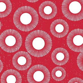 Bohemian Radiance: Red And White Modern Boho Sun Wallpaper