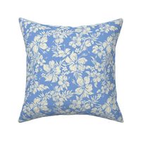 Distressed Hawaiian Hibiscus Floral- Cornflower Blue (Small Size)