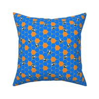 Bright Beehive - Cute Bees in Honeycomb Hive - Blue