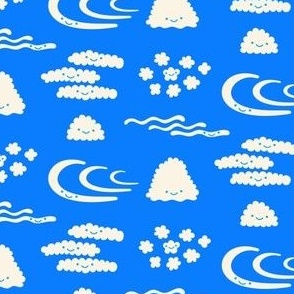 Happy Little Clouds - Cute Cloud Types - Bright Blue