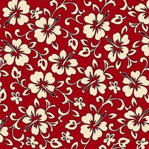 Hibiscus Flower Hawaiian Print in Red (small size) 