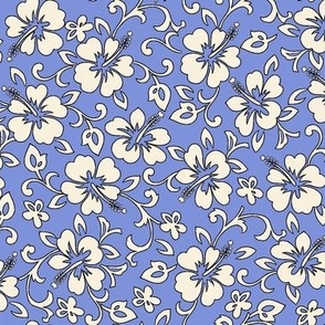 Hibiscus Flower Hawaiian Print in Periwinkle (small size) 