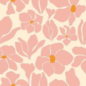 Magnolia Flowers - Matisse Inspired - Peach Pink - MEDIUM