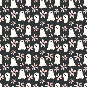 Little Floral Ghosts on Black 6 inch