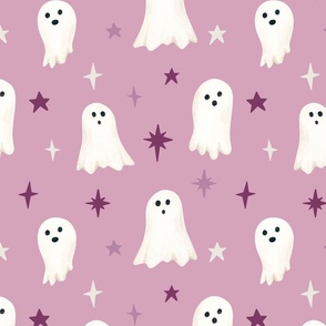 Little Ghosts and Halloween Sparkles on Purple 12 inch