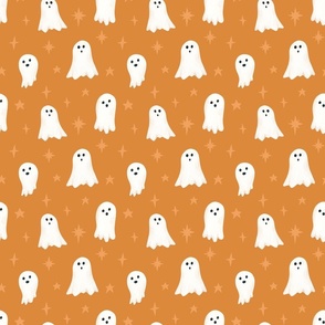 Little Ghosts and Halloween Sparkles on Orange 6 inch