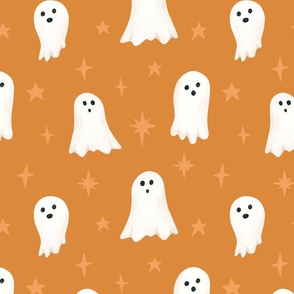 Little Ghosts and Halloween Sparkles on Orange 12 inch