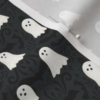 Black and White Ornate Little Ghosts Gothic Halloween 3 inch