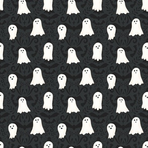 Black and White Ornate Little Ghosts Gothic Halloween 6 inch