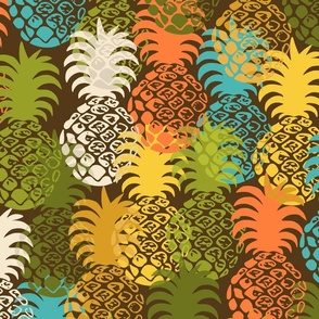 Modern Pineapple Hawaiian Tropical Fruit Print - Gold
