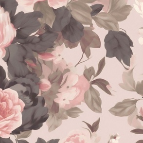 Baroque Roses Floral Nostalgia Design In Moody Blush Colors