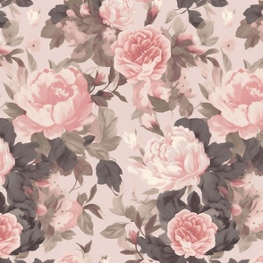 Baroque Roses Floral Nostalgia Design In Moody Blush Colors Smaller Scale