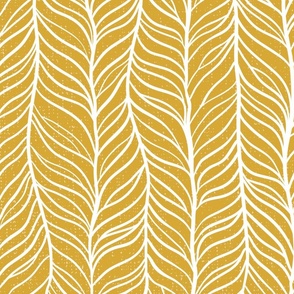 Interlaced Elegance: Gold And White  Braided Hand-Drawn Herringbone Jumbo