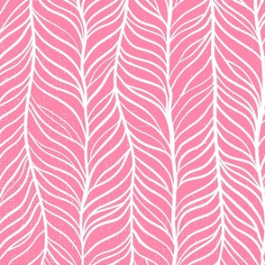 Interlaced Elegance: Pink And White  Braided Hand-Drawn Herringbone Jumbo