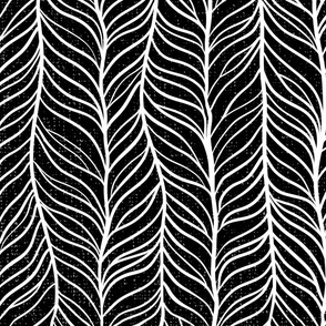 Interlaced Elegance: Black And White  Braided Hand-Drawn Herringbone Jumbo