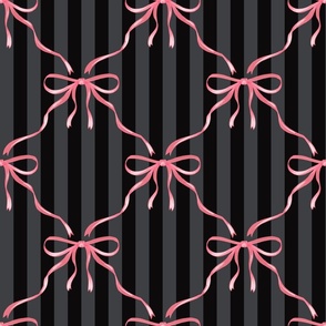 ribbon bows on black and gray stripes