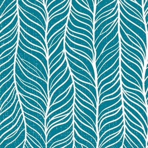 Interlaced Elegance: Teal And White  Braided Hand-Drawn Herringbone Jumbo