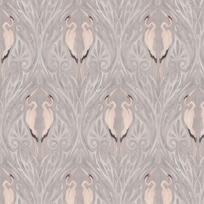 Art Nouveau Cranes gray and beige