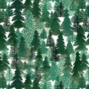 watercolor evergreen trees 
