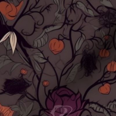 goth halloween flowers and crows