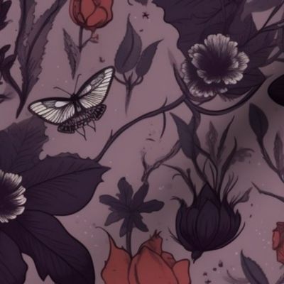 goth halloween flowers and butterflies