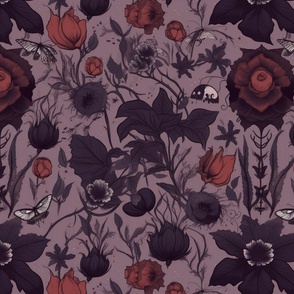 goth halloween flowers and butterflies