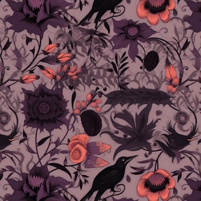 goth halloween flowers and crows