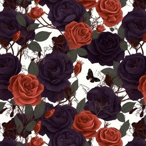 goth halloween roses and butterflies