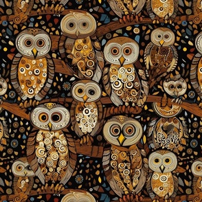 gustav klimt kawaii owls