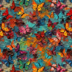 impasto butterflies in rainbow colors