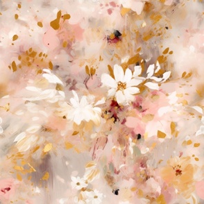 Abstract Impressionist floral dusty pink 