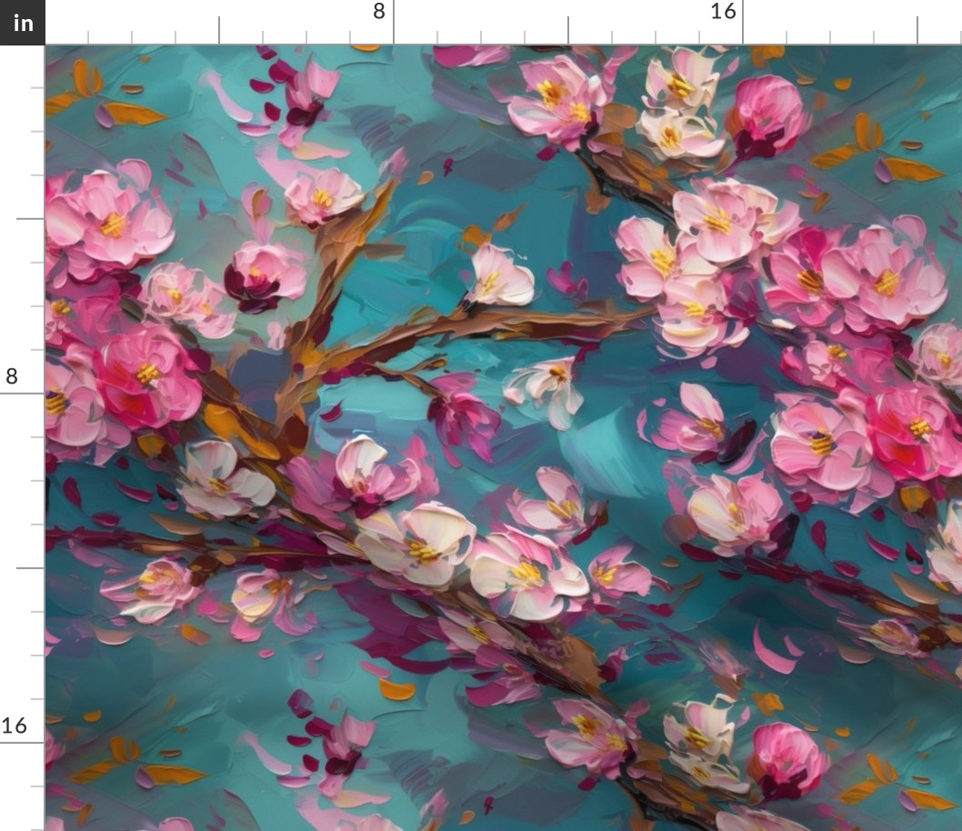 textured impasto cherry blossoms