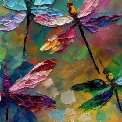 impressionism impasto dragonflies 