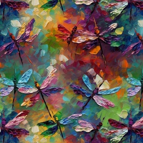 impressionism impasto dragonflies 