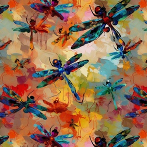 impasto textured dragonflies 