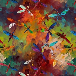 impasto rainbow dragonflies 