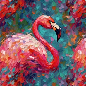impressionism impasto flamingo 