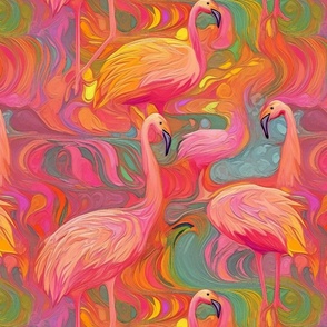 impasto flamingo abstract